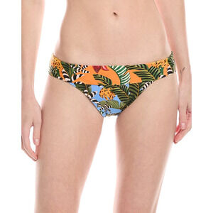 NWT Farm Rio Ruched Striped Bananas Swim Bottoms Multicolor Womens Size Small